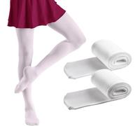 Kunoli Medias de Ballet para Niña y Mujer 2 Pares, 40 Den Sin Costura Medias Ballet, Utilizado para la Clase de Danza o Espectáculos (FR/ES, Edad, Talla única, Blanco, S(3-5 años))