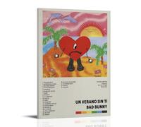 KUNRUI Un Verano Sin Ti de Bad BunnyArt Álbum de pintura en lienzo para pared, álbum de música hip-hop, pintura al óleo, lienzo decorativo, 20 x 30 cm, estilo marco-1