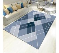 Kunsen Alfombra Acolchada 80X120CM Azul Moderna de diseño Rayas Antideslizante y Duradera para Sala Estar. Silla Escritorio alfombras habitacion Infantil