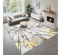 Kunsen Alfombra Antideslizante Suelo Amigable con El Medio Ambiente Amarillo grisáceo 160x210cm, Patrón Abstracto de Gotas de Agua para la Cama del Dormitorio de la Sala de Estar