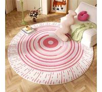 Kunsen Alfombra de Cocina Antideslizante Lavable 160x160cm Rosa Tiras Modernas Suaves y duraderas para el salón Dormitorio, al Lado la Cama Juegos Decoracion Cuarto