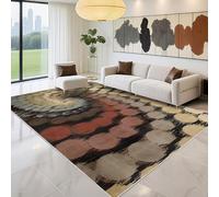 Kunsen Alfombra Decorativa No Deformado 60x100cm, Marrón Y Amarillo Patrón de círculo Abstracto para la Oficina de la Sala de Estar