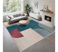 Kunsen Alfombra Dormitorio Fácil De Cuidar Verde 120x180cm, Las Rayas Modernas se utilizan en la Sala de Estar y el Estudio.