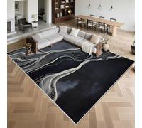 Kunsen Alfombra en Salon Pelo Corto 60x90cm,Estilo Moderno,Lavable Lavadora para Dormitorio Matrimonio,Comedor,Debajo del Escritorio Negro