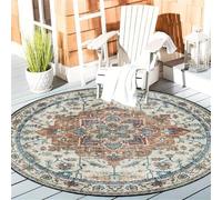 Kunsen Alfombra Exterior Grande 160x160cm Azul Un patrón Floral Retro Suave y Antideslizante para Usar en la Sala de Estar al Lado Cama Gaming habitacion Adolescente