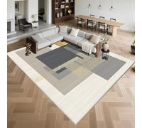 Kunsen Alfombra Habitación Suave 200x240cm,Estilo Moderno,Lavable Lavadora para Salón,Comedor,Debajo del Escritorio Gris
