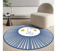 Kunsen Alfombra Infantil Niño 160x160cm Azul Tiras Modernas Suaves y duraderas para Usar en la Sala de Estar al Lado Cama el Dormitorio Decoracion Cuarto alfombras Exterior