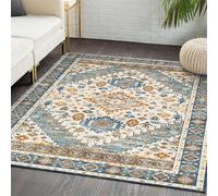 Kunsen Alfombra Pasillera Antideslizante 170x230cm,Azul Patrones Florales Retro para Salón,Terraza,Debajo del Escritorio