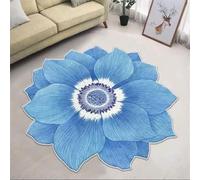 Kunsen Alfombra Pie De Cama Dormitorio Lavable BLU 5 120x120CM, Modelli floreali moderni for Quarto Criança,Infantil