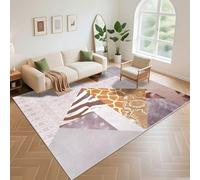 Kunsen Alfombra Rectangular Fácil De Cuidar 90x190cm, Gris El Moderno patrón de Rayas Lila se Utiliza Junto a la Cama del Dormitorio de la Sala de Estar