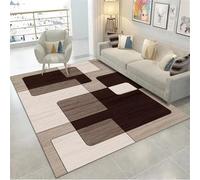 Kunsen Alfombra Silla Oficina 120X200CM marrón Sala de Estar Lavable con patrón geométrico Moderno alfombras para terrazas Infantil Pequeña