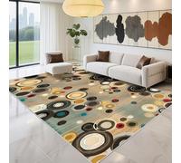 Kunsen Alfombras De Pasillo Antideslizantes 170x230cm, marrón El patrón del círculo Azul Moderno se Utiliza en el Dormitorio Juvenil de la Sala de Estar