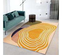 Kunsen Alfombras Habitacion 140x200cm,Amarillo Fácil Limpieza de Rayas Modernas para Quarto Criança,Habitacion Infantil,Room