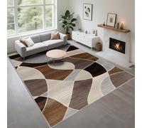 Kunsen Alfombras Juveniles De Habitacion Fácil De Cuidar Marrón 150x200cm, El patrón geométrico Abstracto Azul se Utiliza en el Pasillo de la Sala de Estar