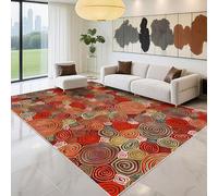 Kunsen Alfombras Pasillo Lavables 160x250cm, Rojo El patrón de círculo Abstracto se Utiliza en el Dormitorio de la Sala de Estar