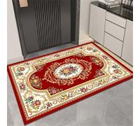 Kunsen Alfombrilla Gaming 120x180cm Rojo,Patrones Florales de Lujo Retro Lavables para Debajo del Escritorio,Outdoor,Despacho