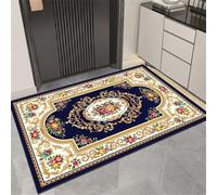 Kunsen Alfombrilla Gaming 80x160cm Azul Naval,Alfombras Pequeñas Patrón de Flores Lujo Ligeras Suaves y Lavables Retro para Juvenil,Oficina,Niña