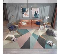 Kunsen Decorqcion Dormitorio Alfombra Infantil Rosso, BLU, Grigio Un Moderno patrón geométrico cómodo y Duradero para la Sala de Estar el niña 160x200CM
