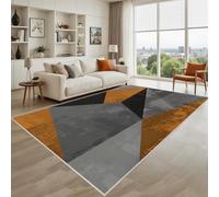 Kunsen Fácil De Cuidar Alfombra De Diseño para Sala Verde Anaranjado 200X250Cm Pelo Corto Geometría Retro para Oficinas De Pasillo