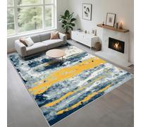 Kunsen Fácil De Cuidar Alfombras Oficinas 60X90Cm Azul, Amarillo, Pelo Bajo Los Patrones Abstractos Se Utilizan En Las Salas De Estar Y Los Dormitorios De Los Adolescentes