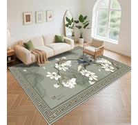 Kunsen Modernos para Salón Alfombras Non Slip 120x160cm, Verde El patrón de Flores y pájaros orientales se Utiliza Decorar Dormitorio la Sala Estar.