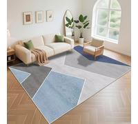 Kunsen Sofa Infantil Alfombras Washable 200x300cm, Gris Patrón de Rayas Modernas y Sencillas Azules para el Dormitorio niños en la Sala Estar