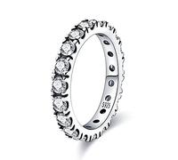 KUNSIR 925 anillos de plata de ley para mujeres Zirconia cúbde color anillos de declaración apilables para mujeres R1