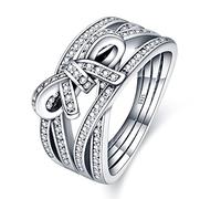 KUNSIR 925 anillos de plata de ley para mujeres Zirconia cúbde color anillos de declaración apilables para mujeres R1