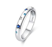 KUNSIR 925 anillos de plata de ley para mujeres Zirconia cúbde color anillos de declaración apilables para mujeres R1