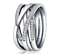 KUNSIR 925 anillos de plata de ley para mujeres Zirconia cúbde color anillos de declaración apilables para mujeres R1