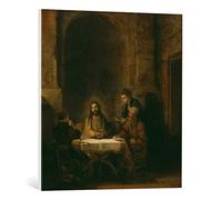 Kunst für Alle Cuadro en Lienzo: Harmensz Van Rijn Rembrandt Christ and The Disciples in Emmaus - Impresión artística, Lienzo en Bastidor, 65x70 cm