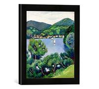kunst für alle ' - Fotografía enmarcada de August Macke Vista Desde el Tegern Mar, de impresión handgefertigten imágenes de Marco, 30 x 30 cm, Color Negro Mate