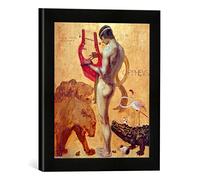 Kunst für Alle ' - Fotografía enmarcada de Franz Von Stuck Orpheus, de impresión handgefertigten imágenes de Marco, 30 x 30 cm, Color Negro Mate