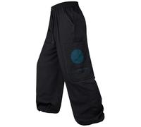 Kunst und Magie Goa - Pantalones bombachos unisex de algodón, negro / azul petróleo, L-XL