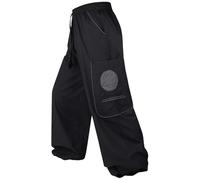 Kunst und Magie Goa - Pantalones bombachos unisex de algodón, negro/gris, XXL