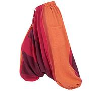 KUNST UND MAGIE Pantalones de harén unisex de talla única, multiviaje, hippie goa justo, naranja, rojo, Talla única