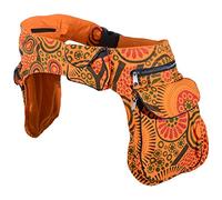 Kunst und Magie - Riñonera doble para festivales, estilo hippie, color naranja y rojo