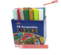 KUNSTIFY Rotuladores de pintura acrílica, 28 colores Premium Impermeable Permanente Rotuladores para de pintura Rotulador con punta de fieltro Pintor acrílico para