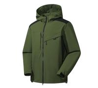 Kunstlederjacke Herren Leichte Regenjacke mit Kapuze für Herren, Outdoor-Regenmantel, Jacke für Wanderungen, Reisen Mantel Dunkelbraun Herren (Army Green, L)