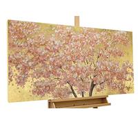 Kunstloft Cuadro decorativo | 100% PINTADO A MANO | 120x60cm | Pintura 'First Scent of Flowers' | Flores | Rosa Marrón | Cuadro moderno en lienzo