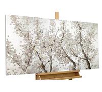 Kunstloft Cuadro decorativo | 100% PINTADO A MANO | 120x60cm | Pintura 'Pearls in Bloom' | Flores | Blanco | Cuadro moderno en lienzo