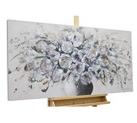 Kunstloft Cuadro decorativo | 100% PINTADO A MANO | 120x60cm | Pintura 'Ulterior Allure' | Flores | Negro Beige | Cuadro moderno en lienzo