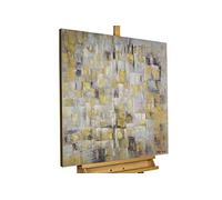 Kunstloft Cuadro decorativo | 100% PINTADO A MANO | 80x80cm | Pintura 'Resplandor de faroles en la noche' | Abstracto | Amarillo | Cuadro moderno en lienzo