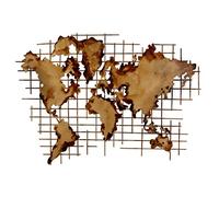 Kunstloft Escultura de Pared en Metal 'Golden World' 100x75x3cm Hecha a Mano