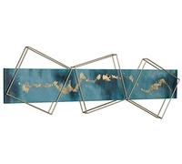 Kunstloft® Extravagante Escultura de Pared de Metal 'Triton's Lifeblood' 120x40x6cm | Decoración XXL Metal Arte | Abstracto Cuadrado Oro Azul | Cuadro Hecho a Mano Imagen Mural de Arte Moderno