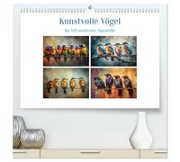 Kunstvolle Vögel (hochwertiger Premium Wandkalender 2026 DIN A2 quer), Kunstdruck in Hochglanz: Vögel sind gefiederte Tiere, die es in verschiedenen Arten und Größen gibt.