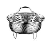 Kuntesetty Cesta Vaporizadora para con Diseño Sólido en Acero Inoxidable Y Pie Soporte para Verduras Pasteles Adecuada para Uso Diario H, 14CM