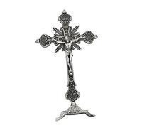 Kuntesetty Mantel con Crucifijo de Metal, Mantel Católico con Soporte para Oraciones, Decoración del Hogar, Aleación de Zinc de 25 Cm, Regalo de Inauguración de, Peltre Antiguo, Individual