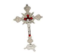 Kuntesetty Mantel con Crucifijo de Metal, Mantel Católico con Soporte para Oraciones, Decoración del Hogar, Aleación de Zinc de 25 Cm, Regalo de Inauguración de, Plata, Individual