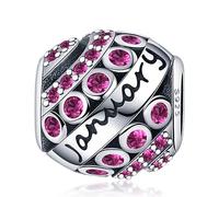 KUNVONIC Charms Abalorios Colgante para mujer Piedra de nacimiento, plata de ley 925, compatible con pulseras y collares Pandora, compatible con pulseras europeas para mujeres y niñas